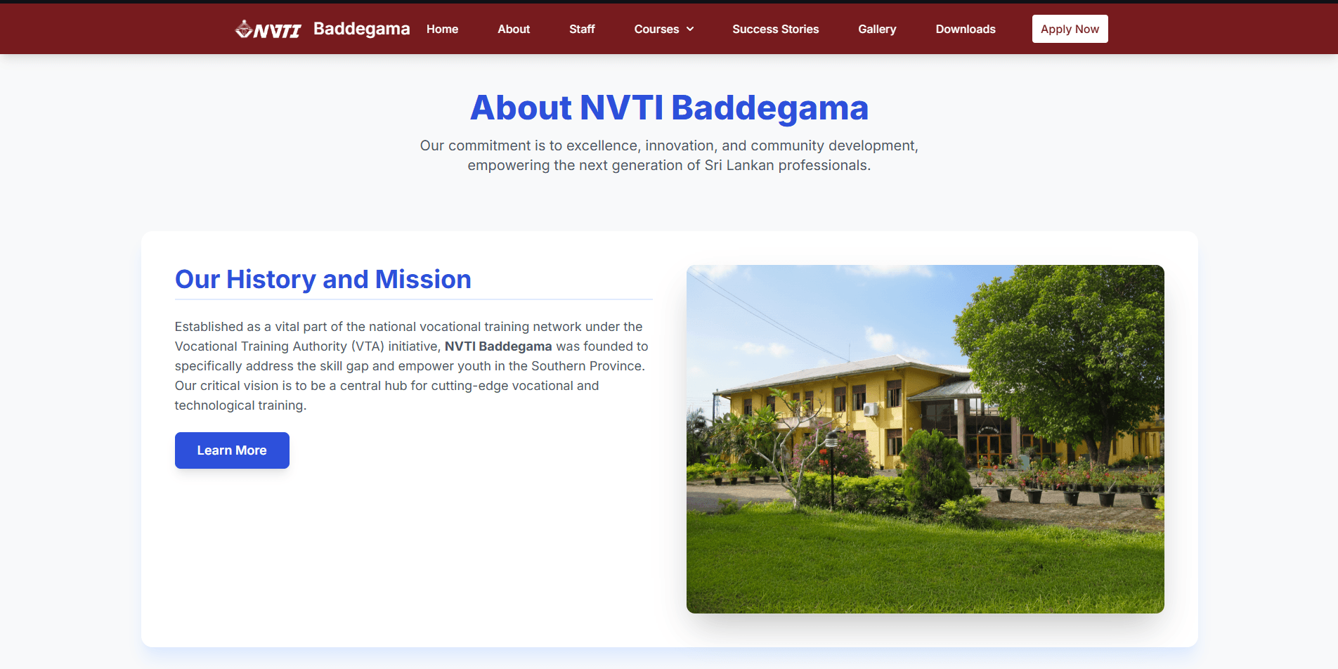 NVTI Baddegama Live Website